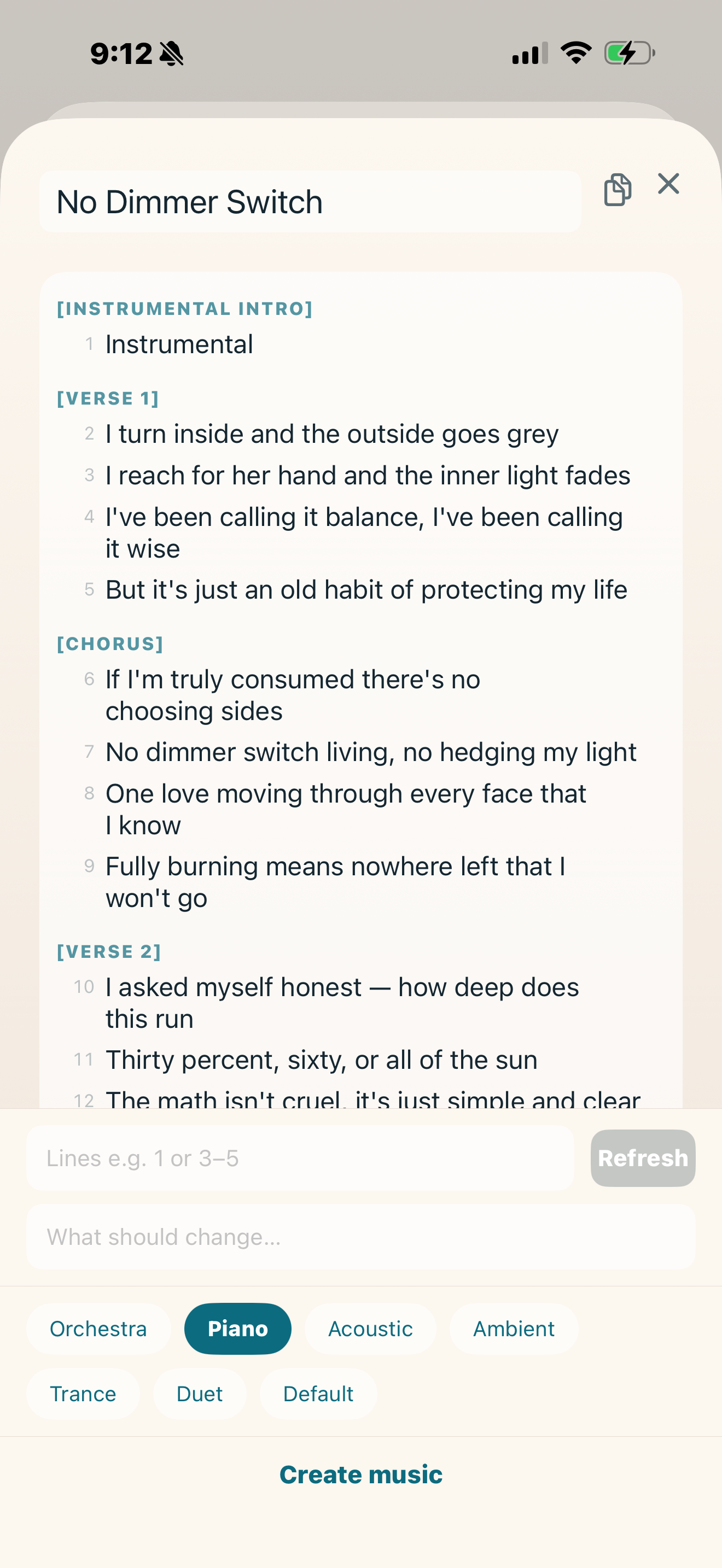 Song lyrics