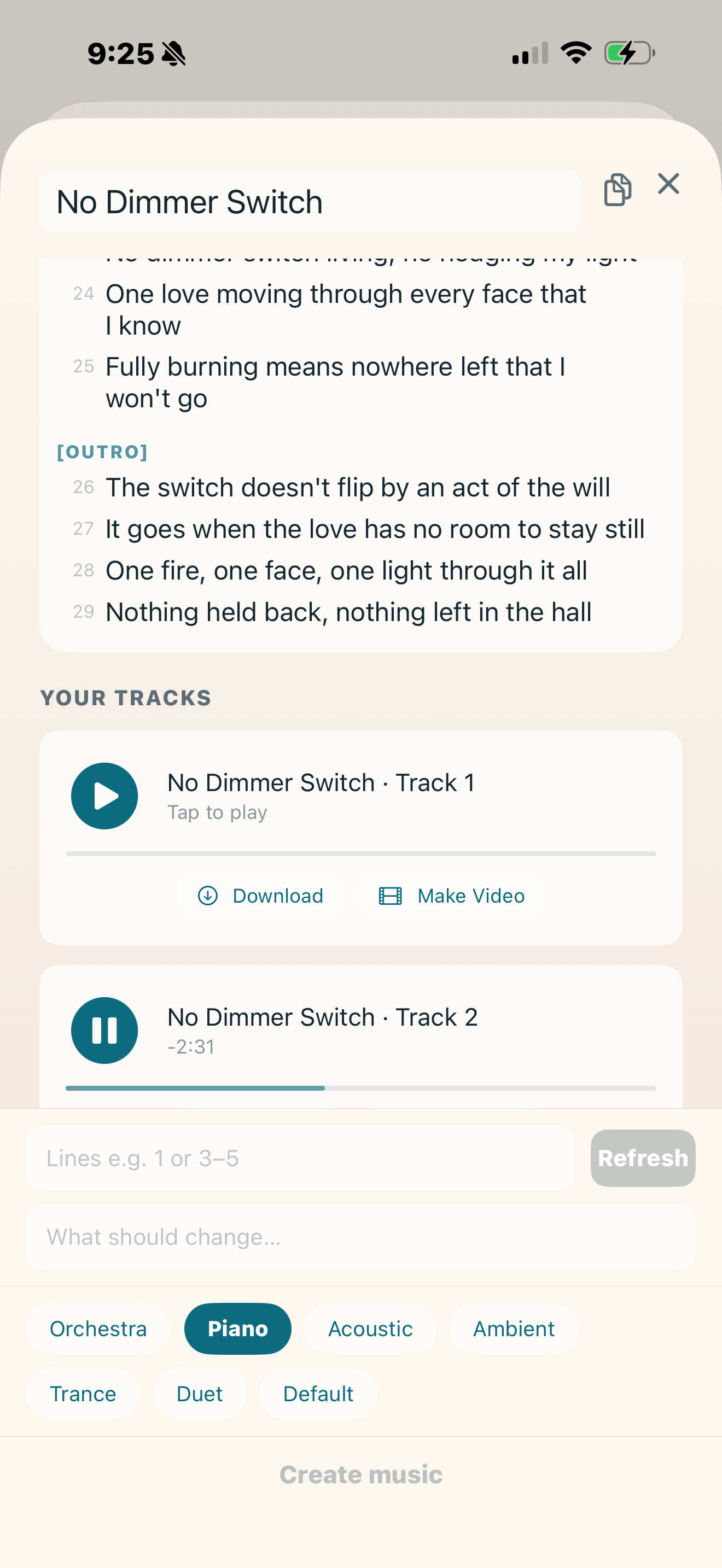 Completed tracks